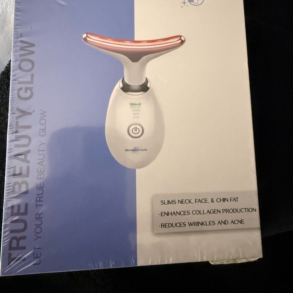 True Beauty Glow Facial & Neck Sculpting Device - White with Rose Gold